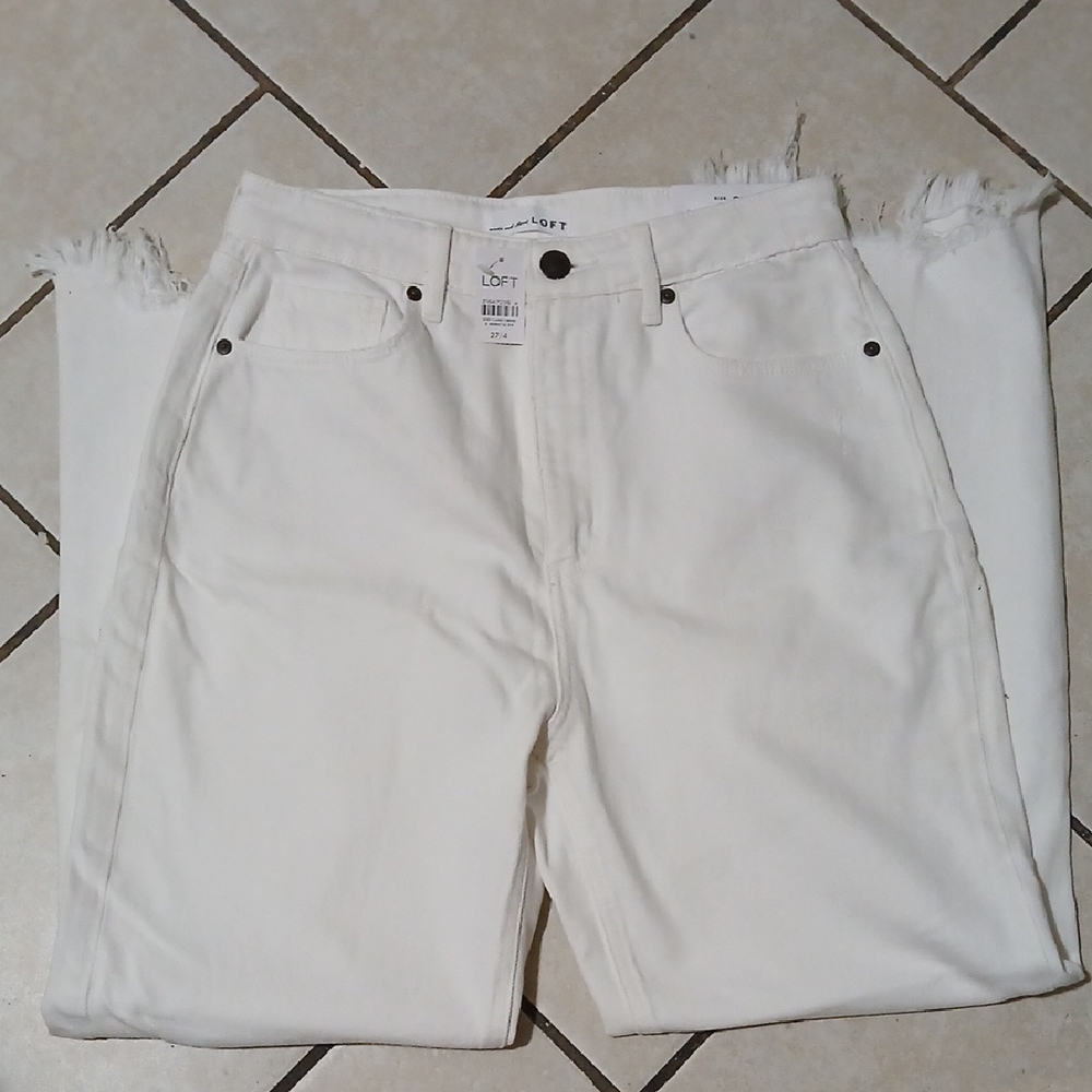 LOFT Womens Size 4 White Straight Leg Denim Jeans NWT